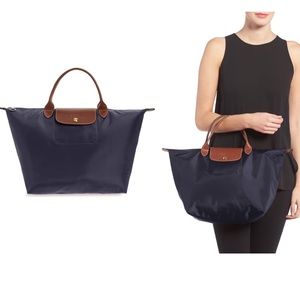 'Medium Le Pliage' Top Handle Tote- Navy Blue